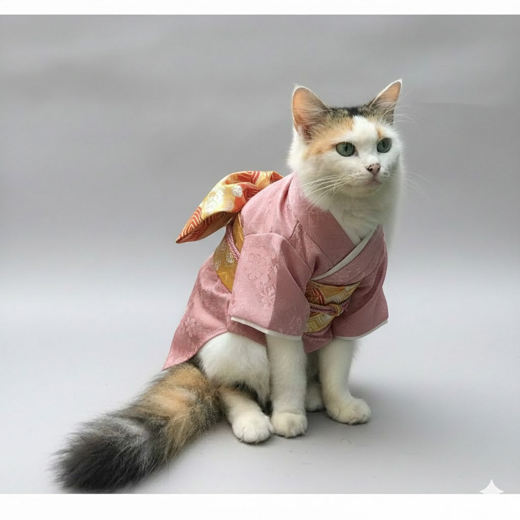 Individuelles Kimono-Haustierportrait – Personalisiertes Haustierkunstwerk im japanischen Stil