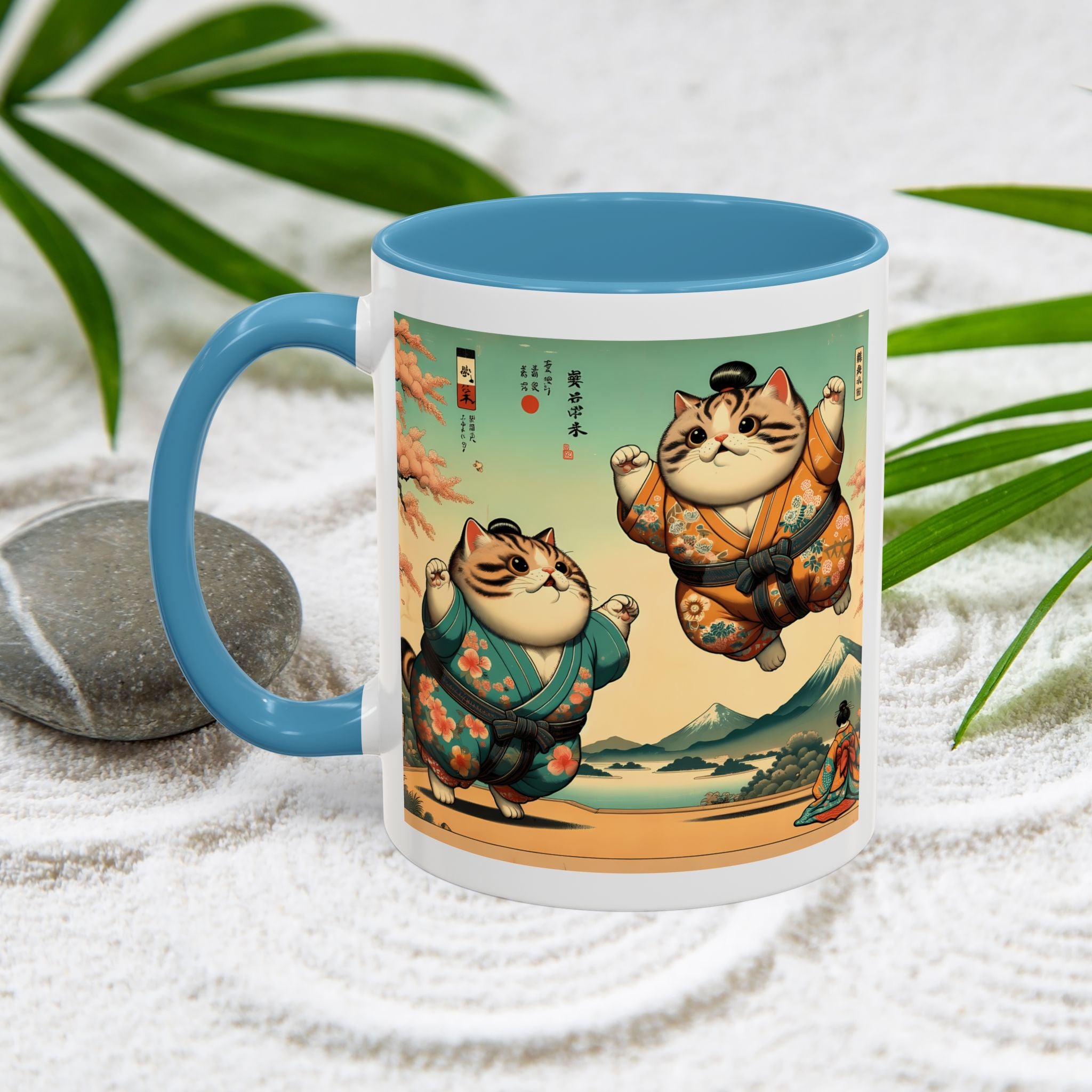 Sumo Cats Mug - Japanese Cherry Blossoms