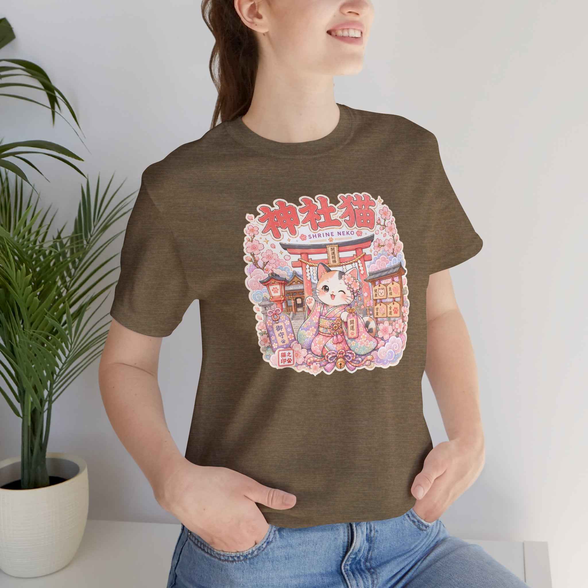 Lucky Cat Shrine T-Shirt — Kawaii Maneki Neko Cherry Blossom Tee