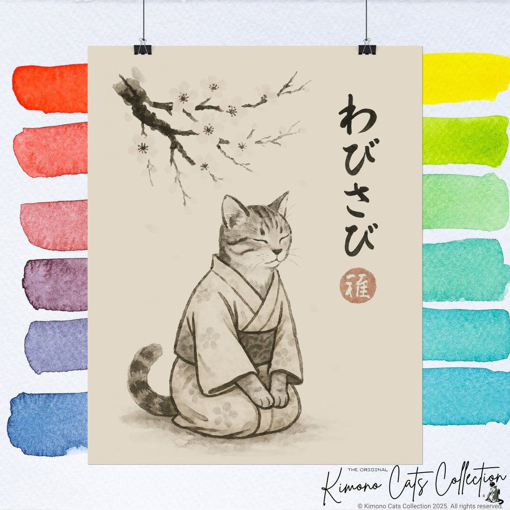 Wabisabi Cat | Japanese-Inspired Zen Wall Art