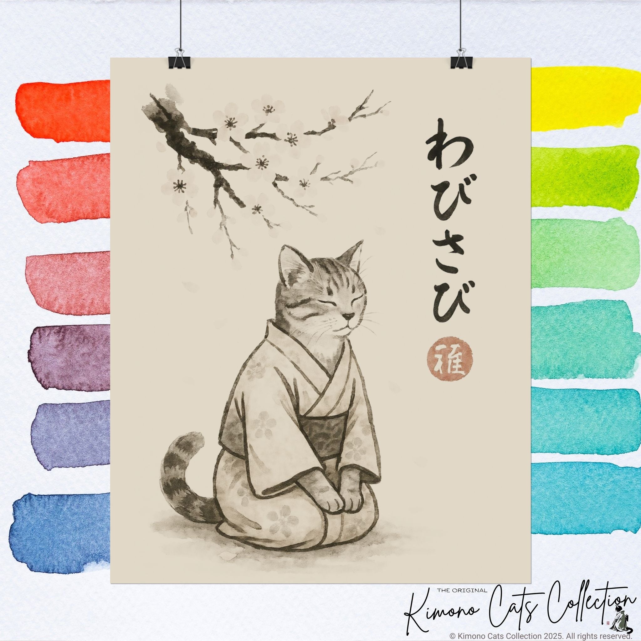 Wabisabi Cat | Japanese-Inspired Zen Wall Art