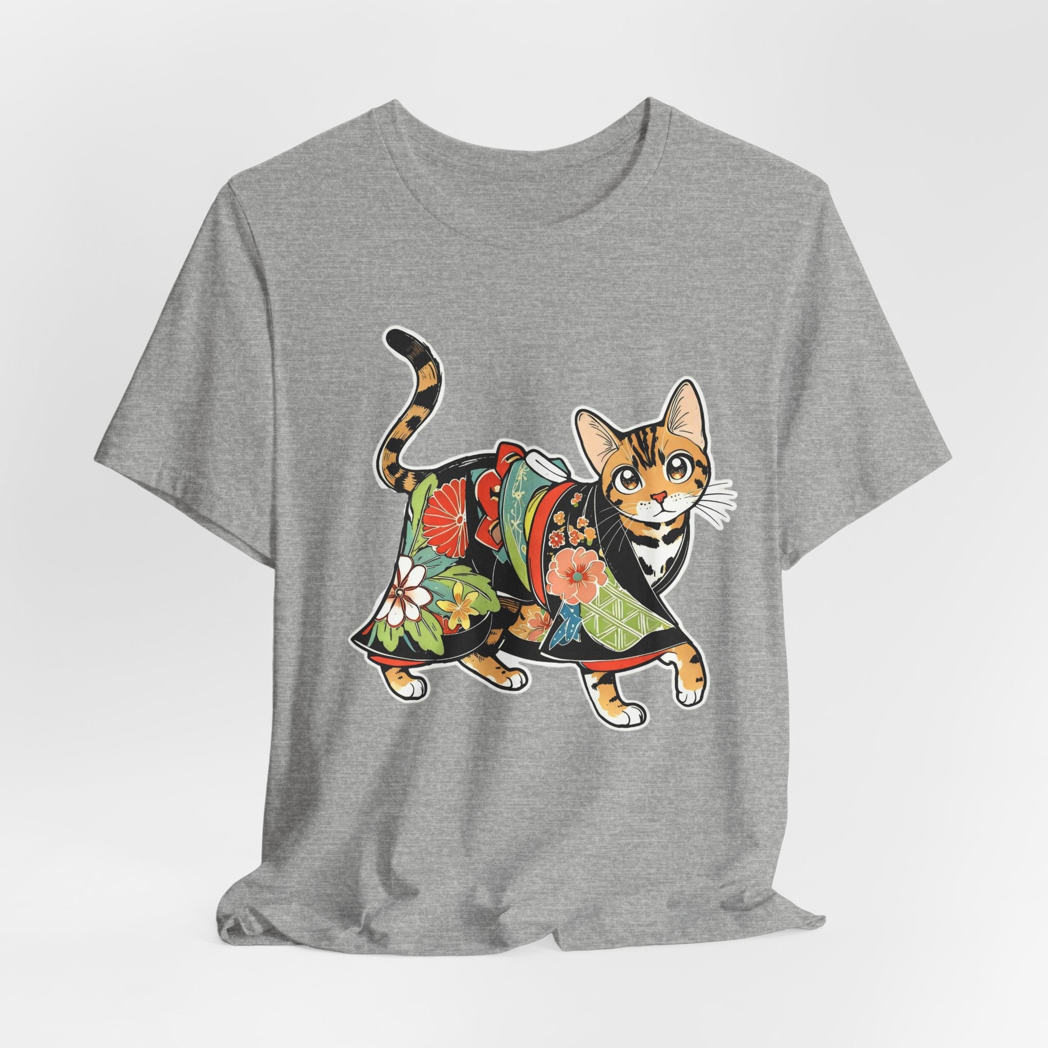 Zen Cat Shirt Japanese Gift Tee, Kimono Cat Bengal