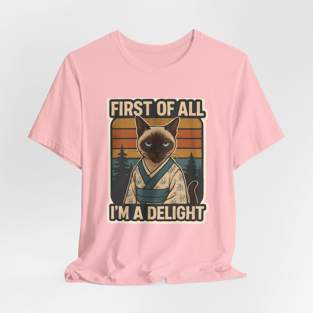 Siamese Cat Samurai "First of All I'm a Delight" T-Shirt