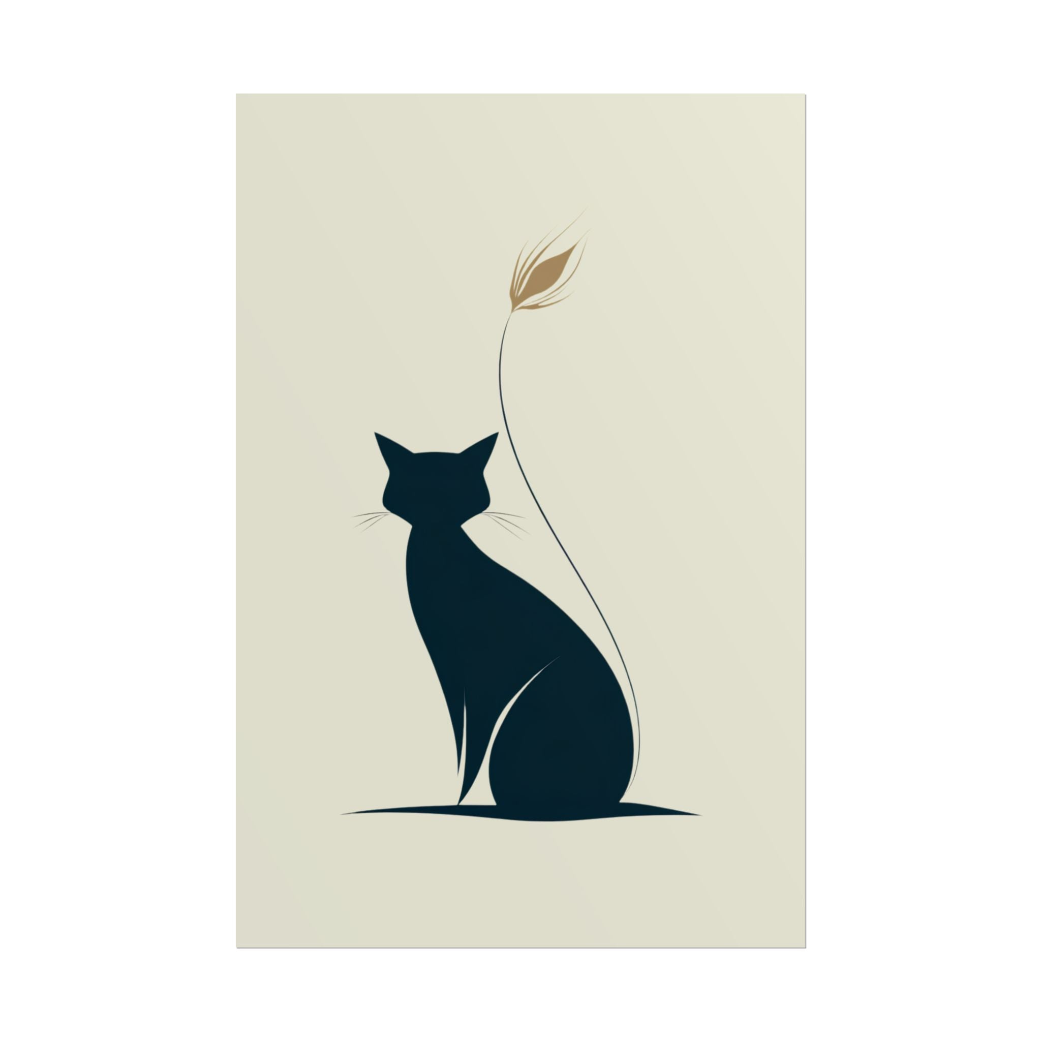 Minimalist Cat Silhouette Poster - Modern Rolled Wall Art