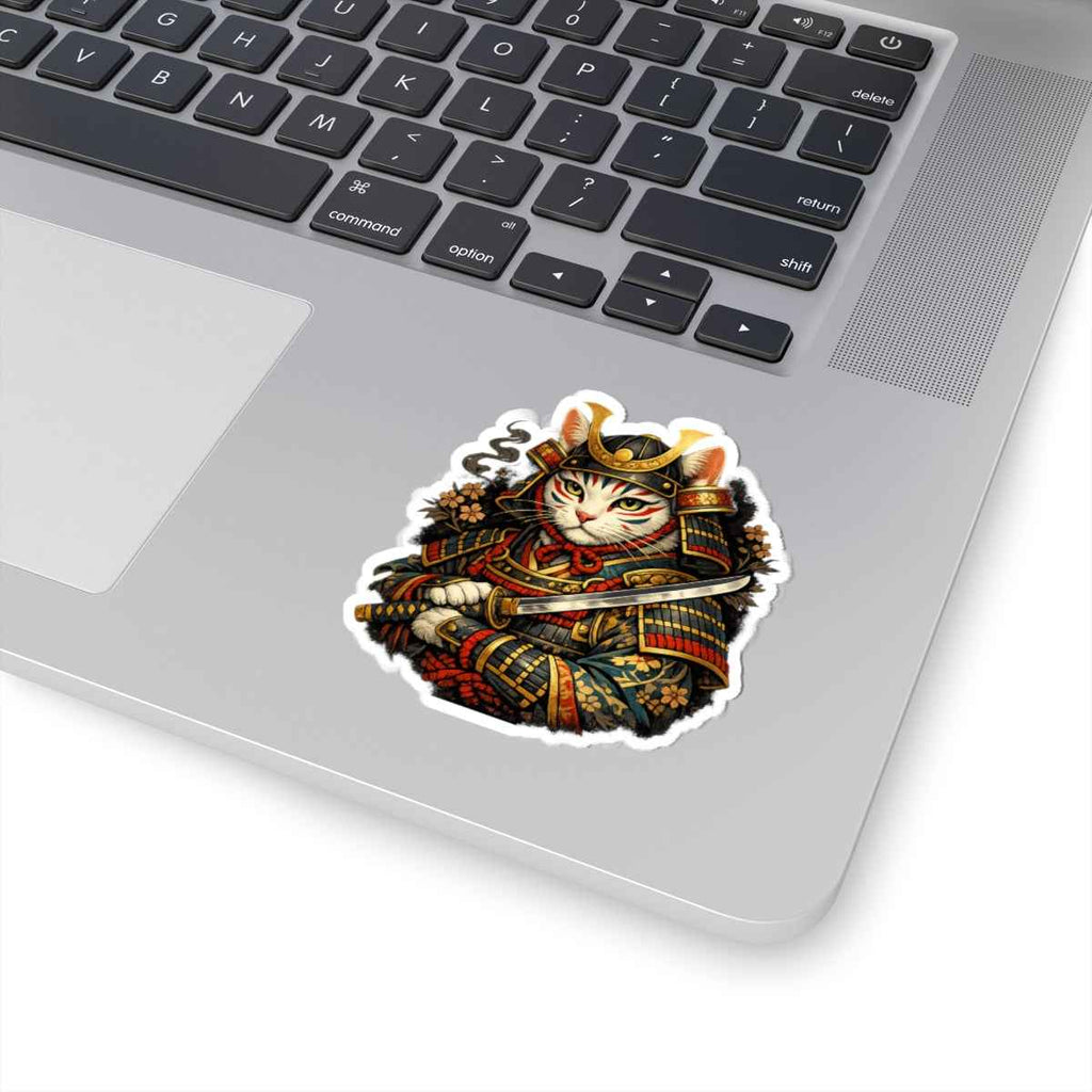 Samurai Cat Illustration Sticker | Kiss-Cut Sticker