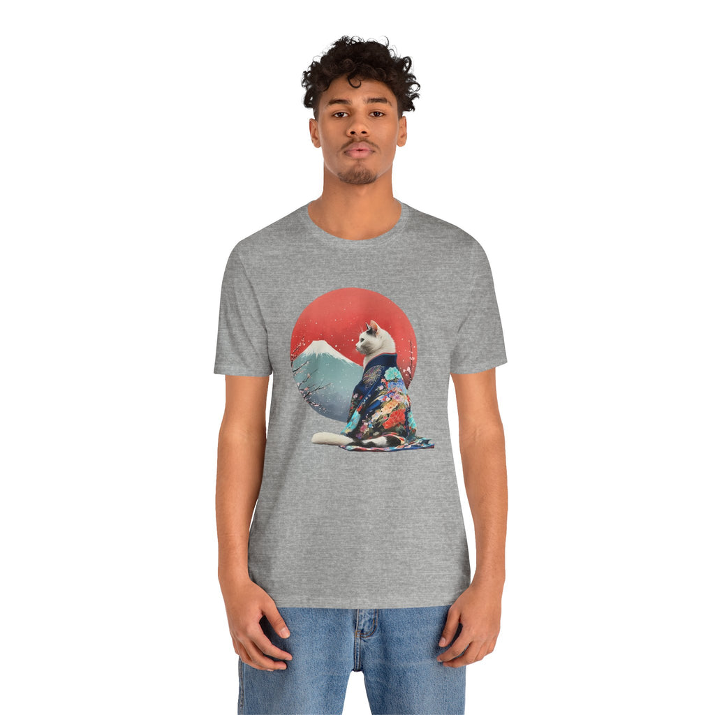 Kimono Cat with Red Sun T-Shirt | Unisex