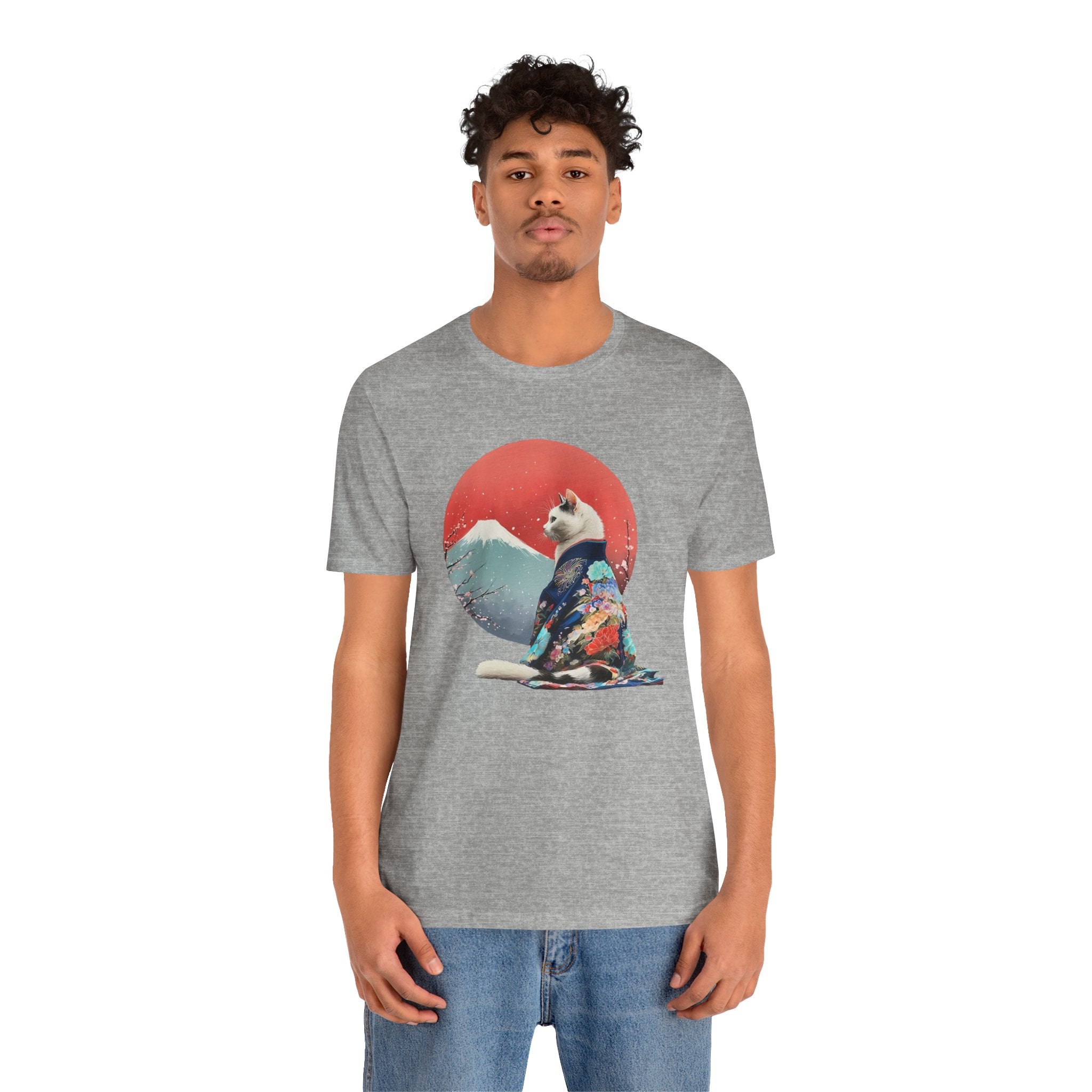Kimono Cat with Red Sun T-Shirt | Unisex