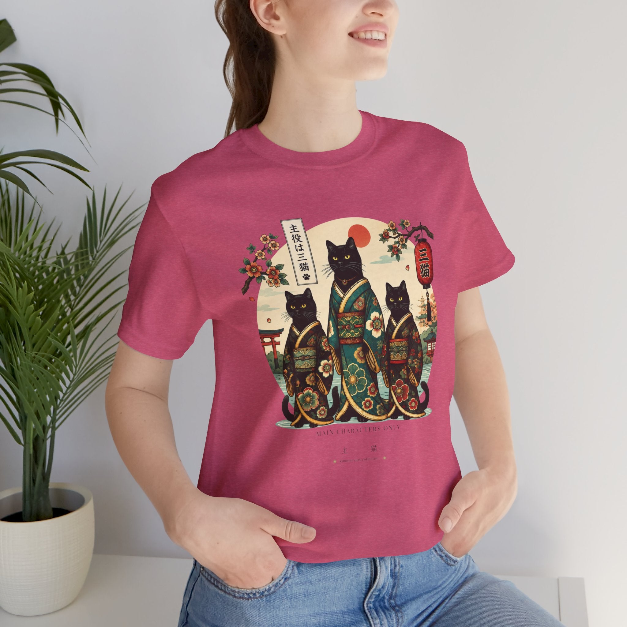 Japanese Lucky Cat Trio T-Shirt — Ukiyo-e Style Maneki Neko Graphic Tee