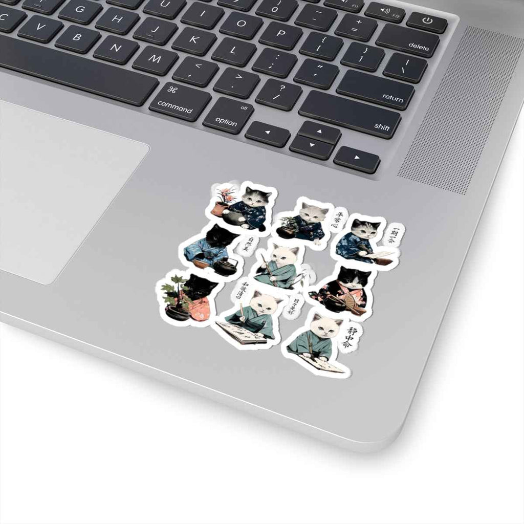 Zen Cat Illustrations Kiss-Cut Stickers for Hobby Cats | Kawaii Japanese Cats