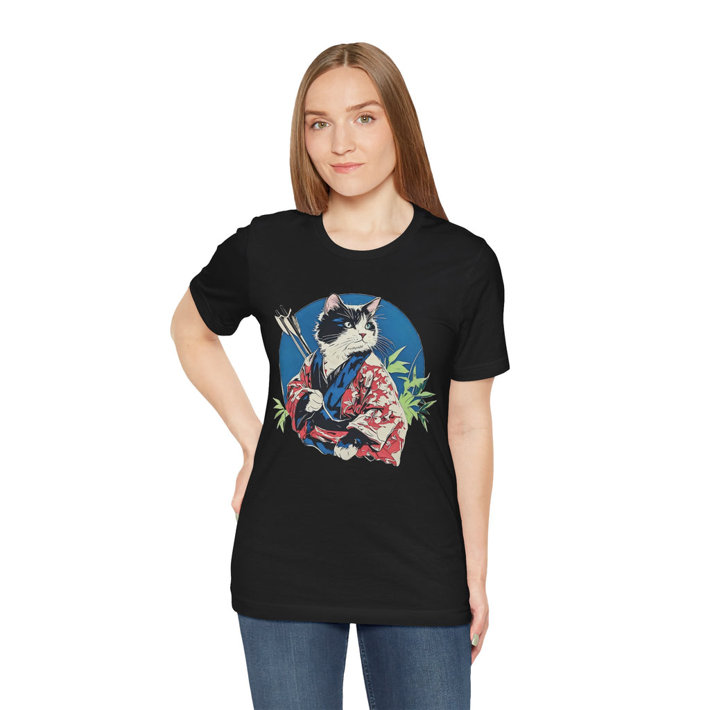 Cat Warrior T-Shirt: Kyudo Anime Graphic Tee