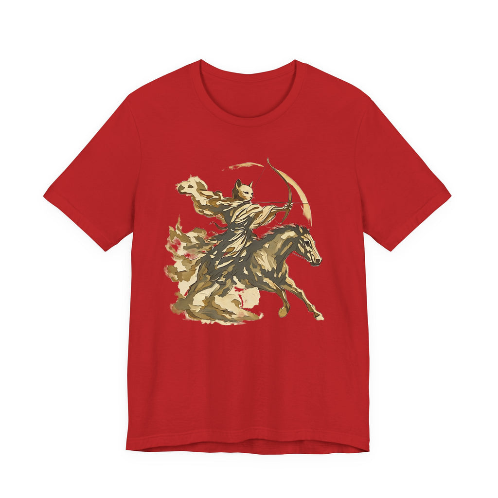 Year of the Horse Archer Cat T-Shirt, Japanese Zodiac Ukiyo-e Ink Wash
