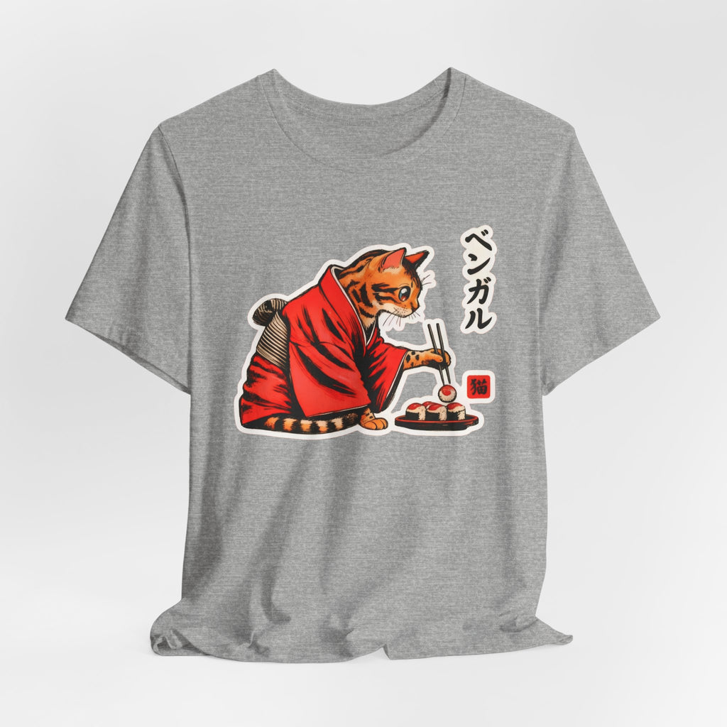 Kimono Sushi Cat Tee - Kawaii Bengal Cat Japanese Shirt