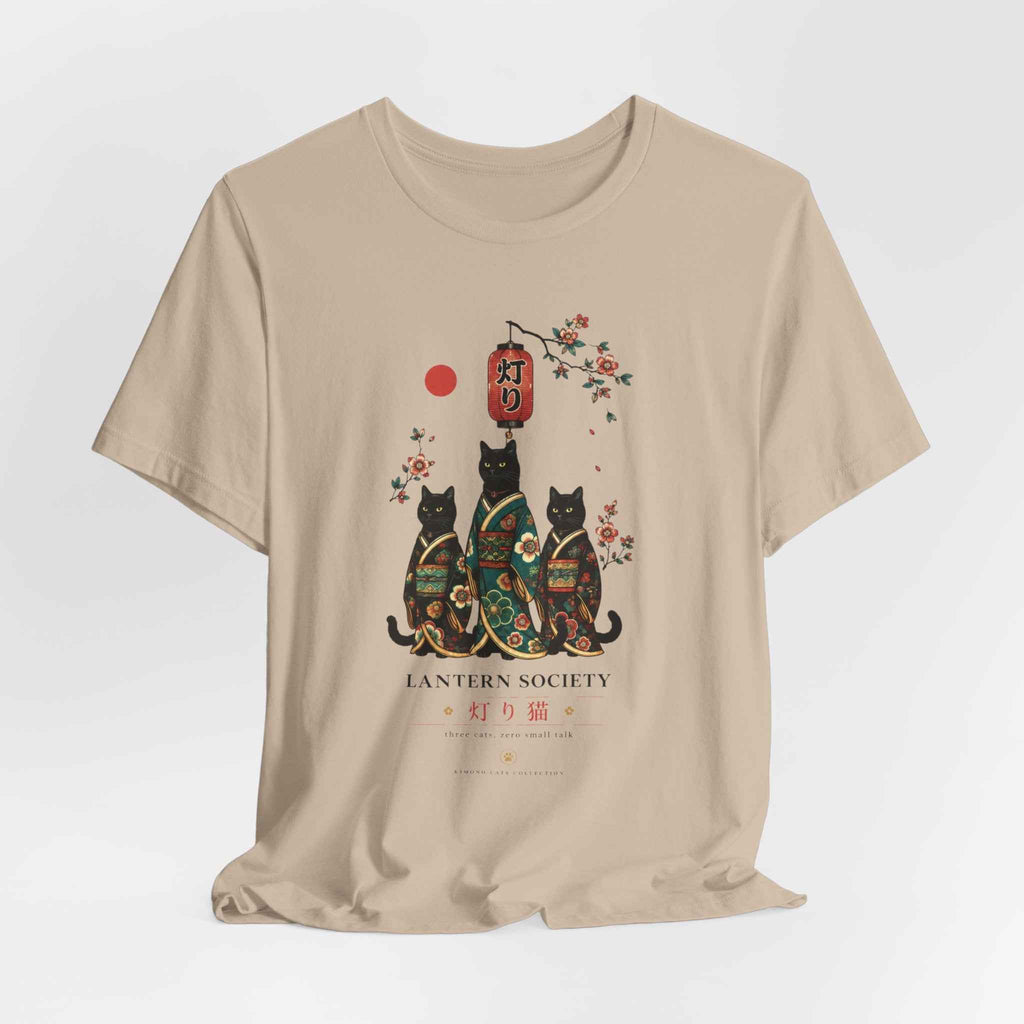 Lantern Society Cat Tee — Japanese Sakura Black Cats Graphic T-Shirt