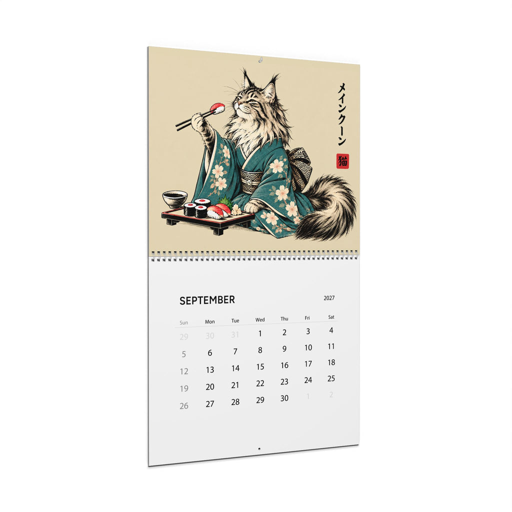 Japanese Cat Sushi Art Wall Calendar 2027