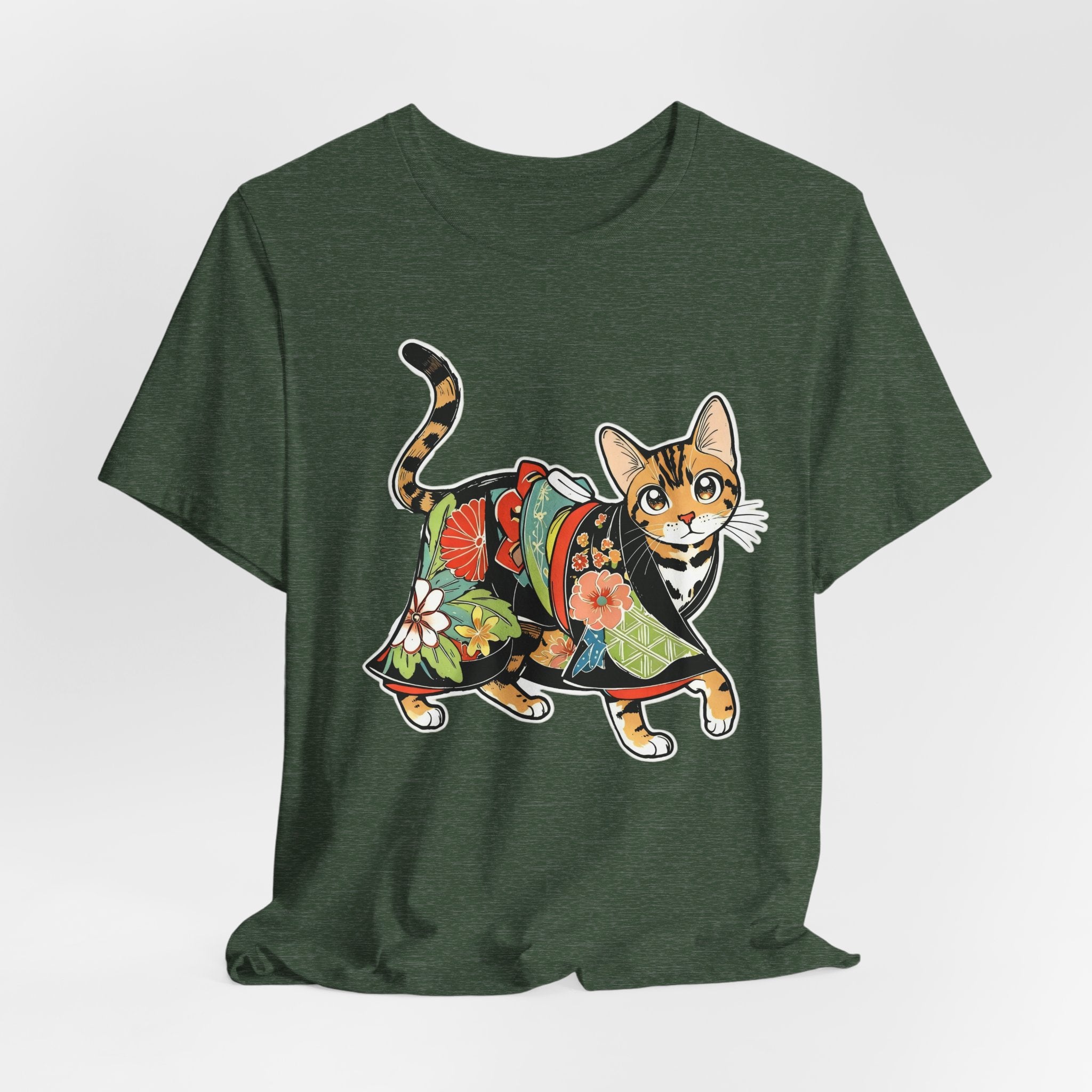 Zen Cat Shirt Japanese Gift Tee, Kimono Cat Bengal