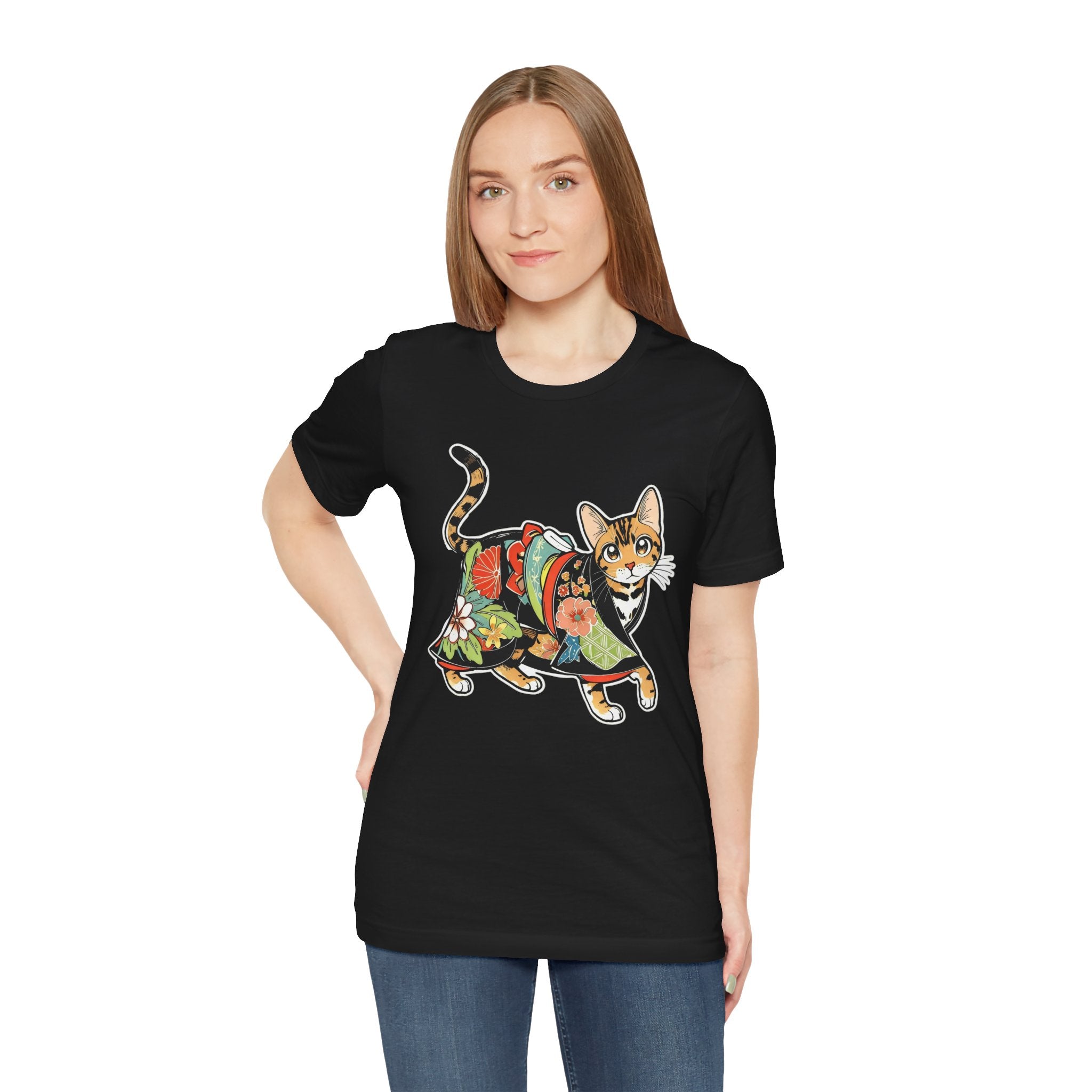 Zen Cat Shirt Japanese Gift Tee, Kimono Cat Bengal