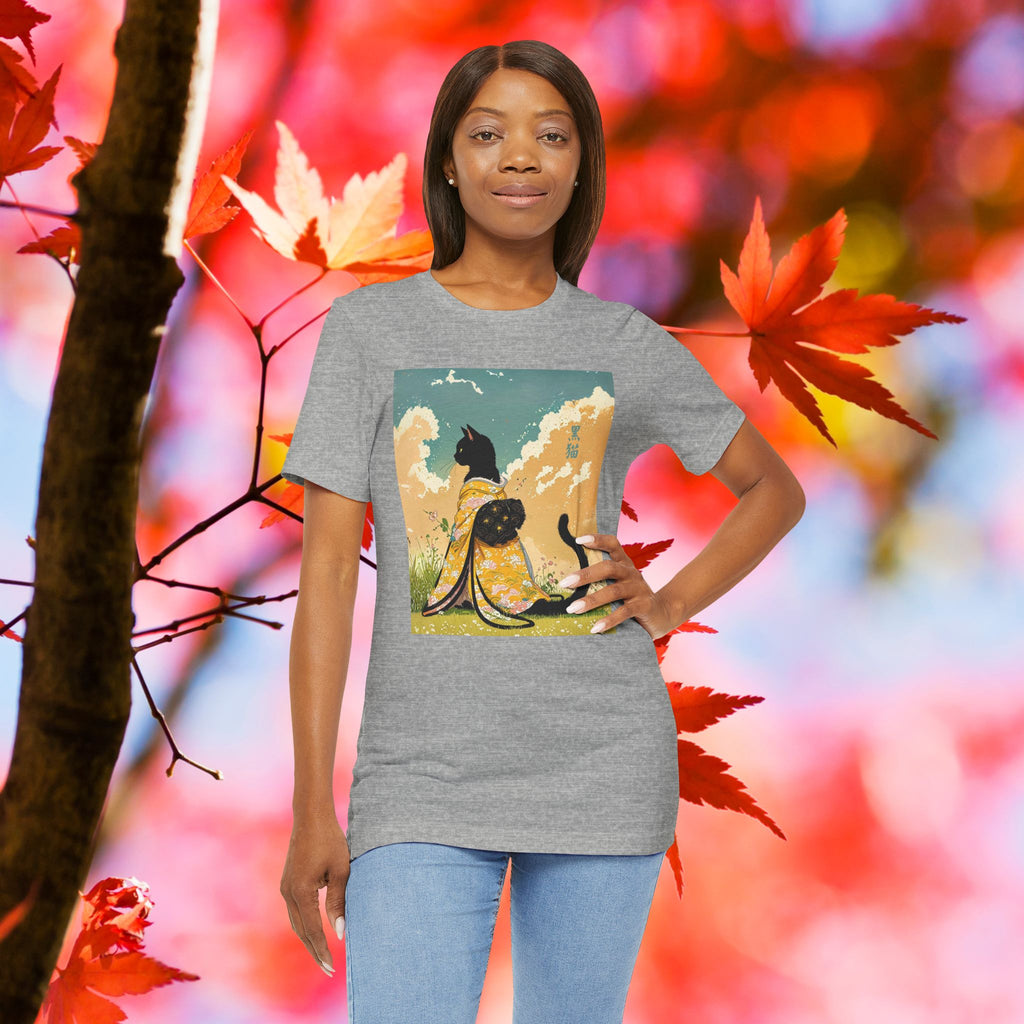 Japanese Black Kitty in Kimono, T-Shirt