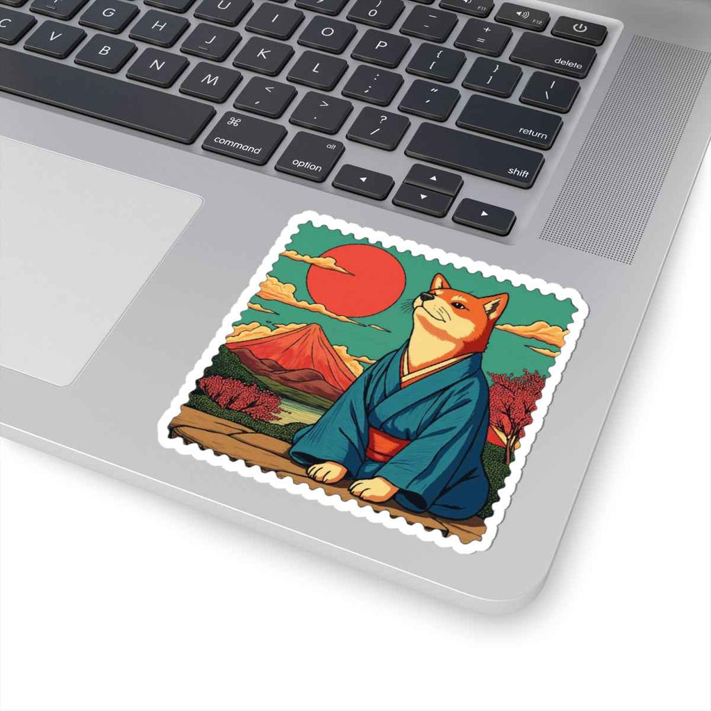 Shiba Inu in Kimono Sticker - Kiss-Cut Japanese Mount Fuji Design