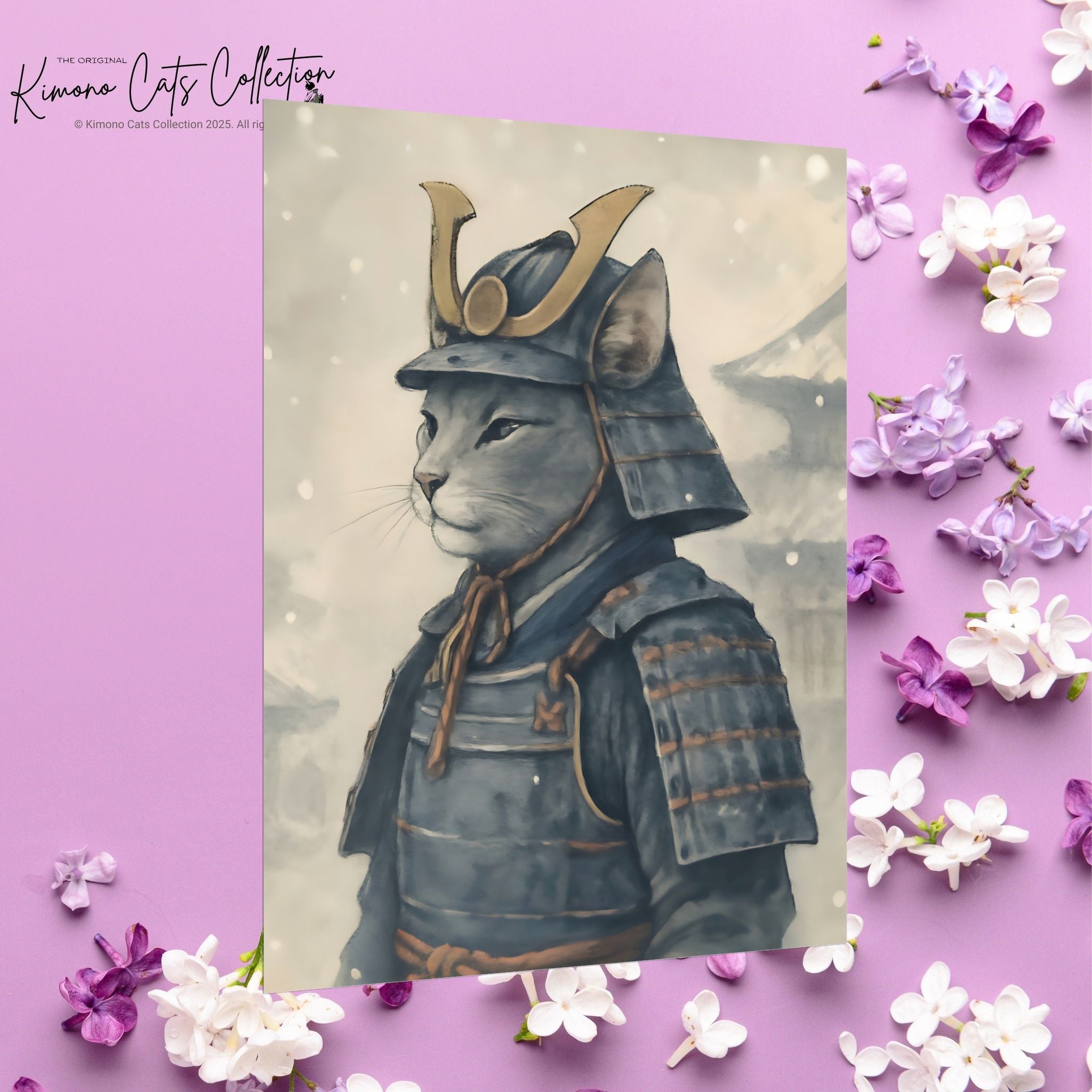 Samurai Cat Poster - Japanese Neko Warrior Wall Art