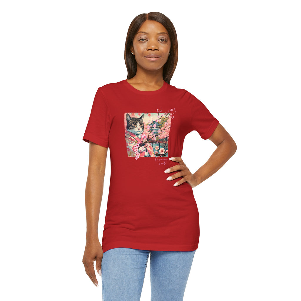 Sakura Kimono Cat Tee - Unisex Stylish T-Shirt for Cat Lovers - Kimono Cats Collection