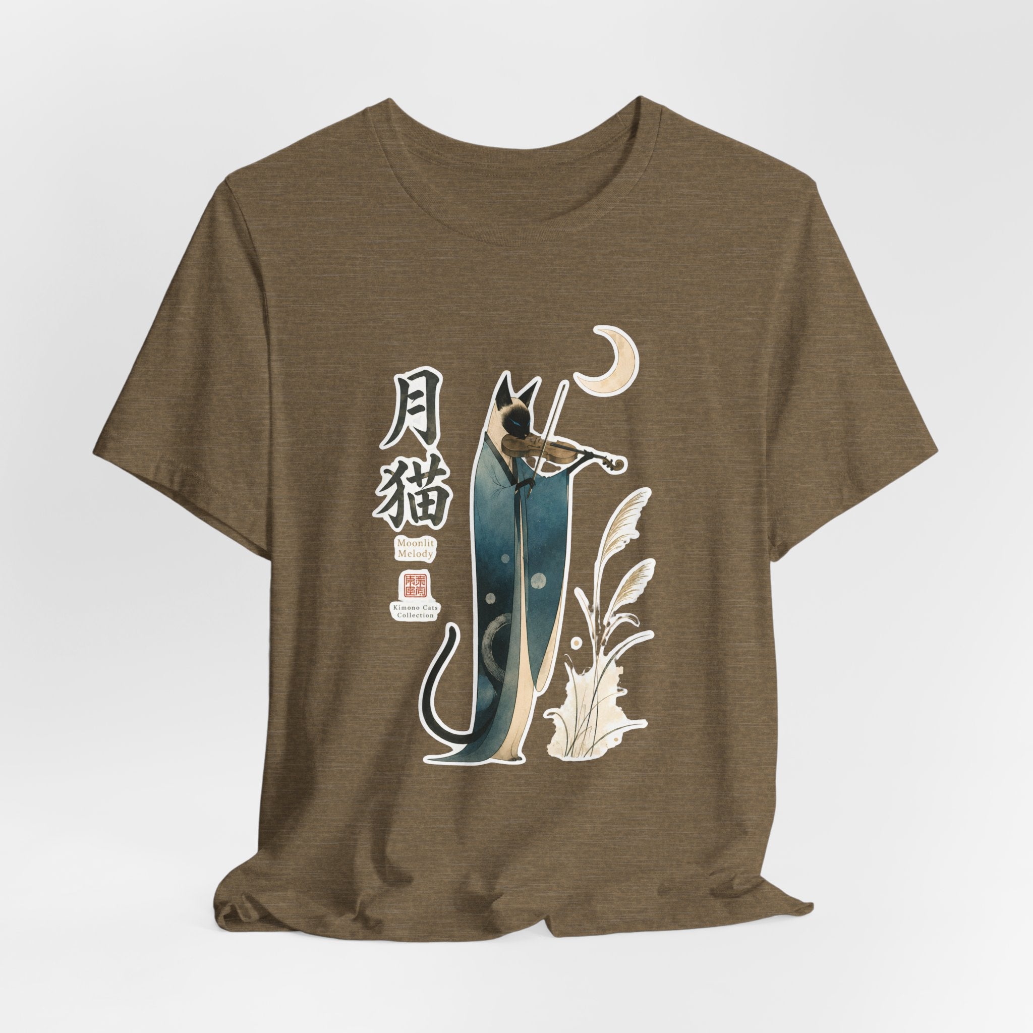 Moon Cat Violin Tee — Japanese-Inspired Cat Playing Violin T-Shirt