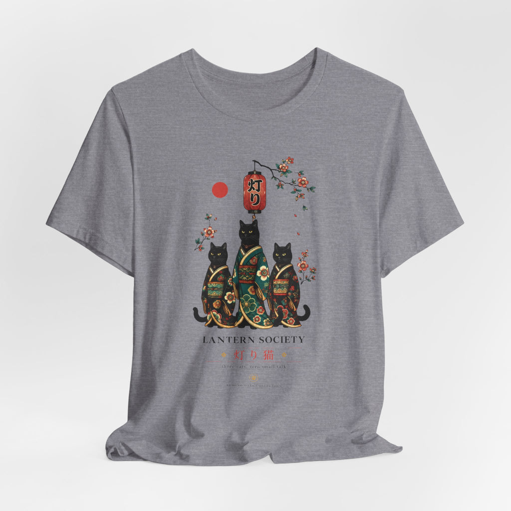Lantern Society Cat Tee — Japanese Sakura Black Cats Graphic T-Shirt