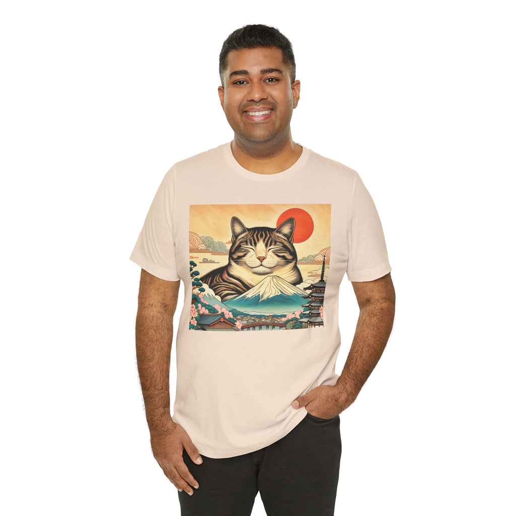 Sakura Mt. Fuji Cat Shirt - Cute Cat T-Shirt Inspired by Japanese Culture - Kimono Cats Collection