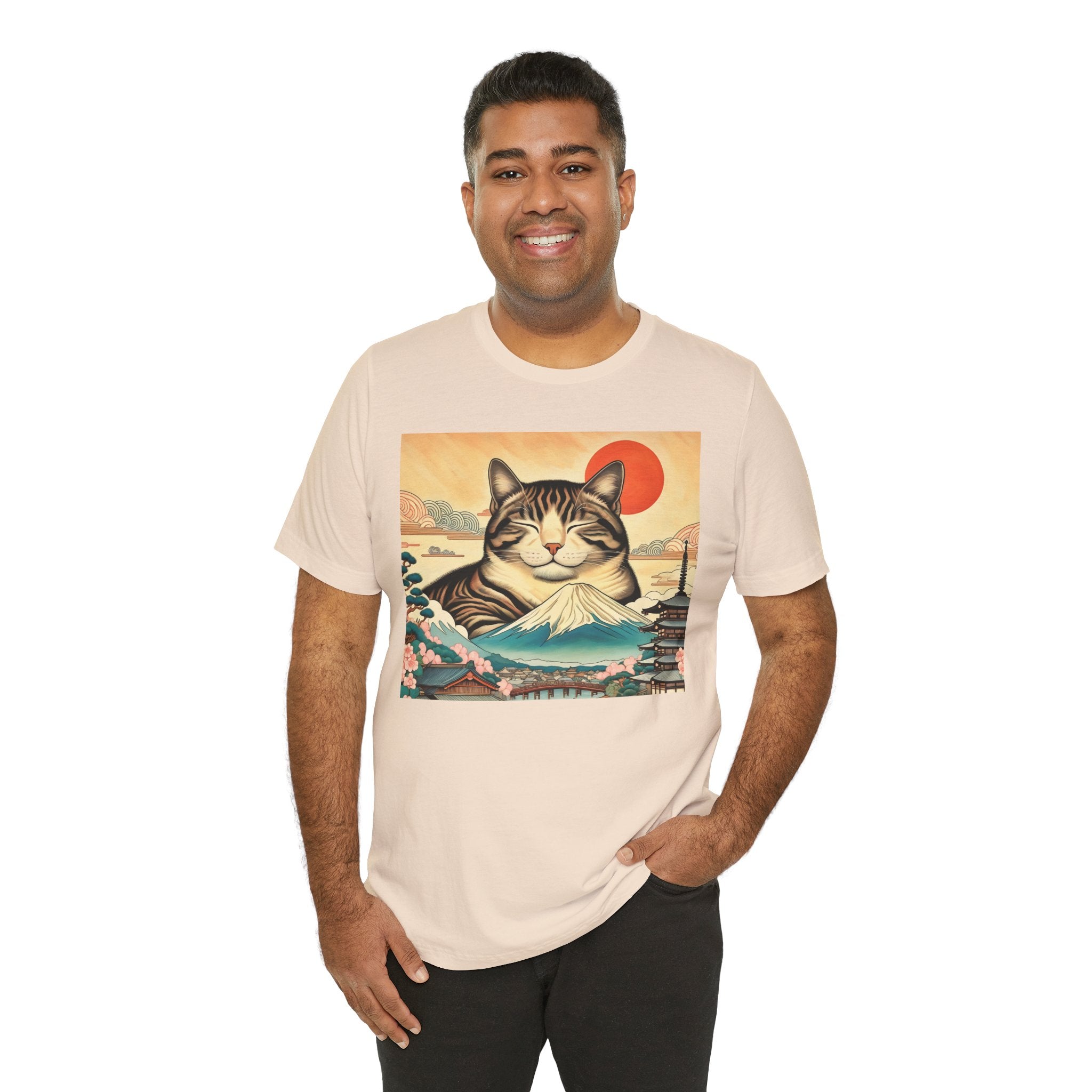 Sakura Mt. Fuji Cat Shirt - Cute Cat T-Shirt Inspired by Japanese Culture - Kimono Cats Collection