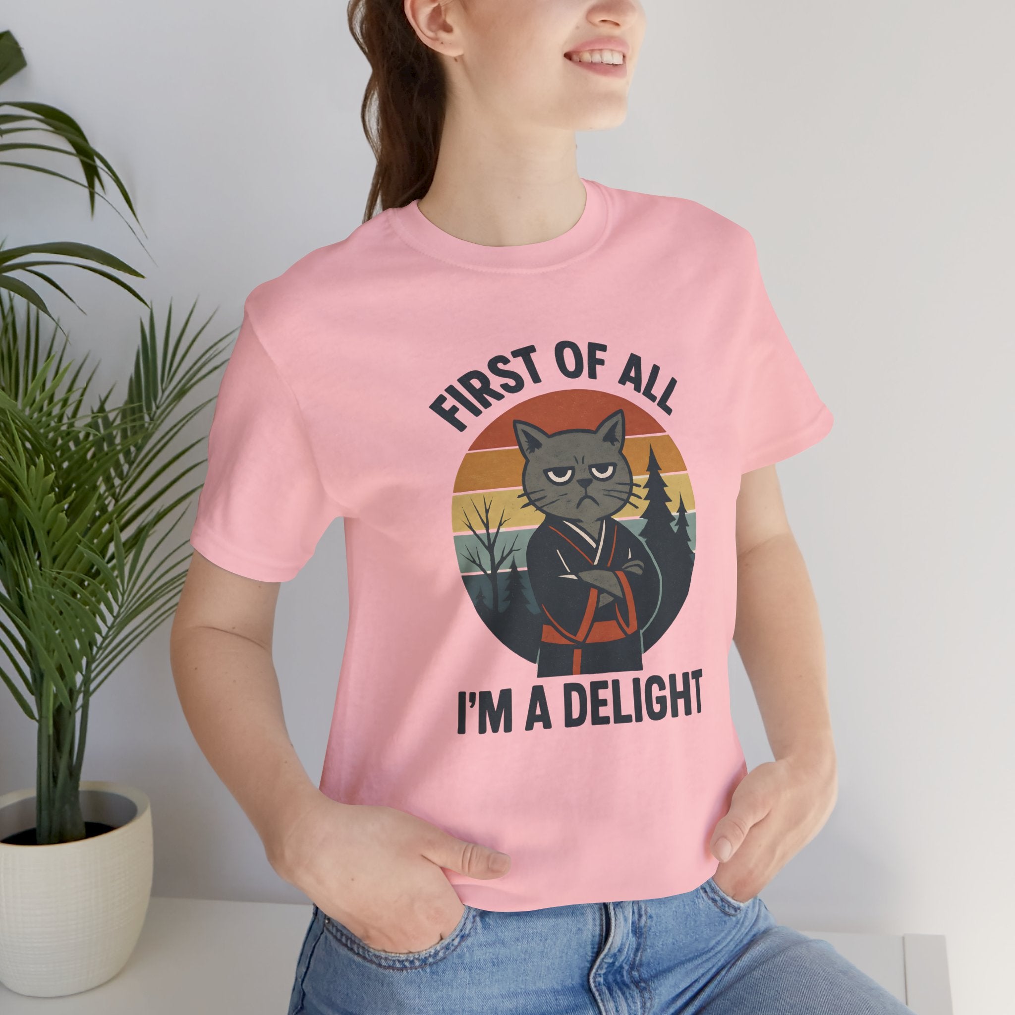 First of All I'm a Delight Cat Shirt, T-Shirt | Funny Neko Kimono Graphic