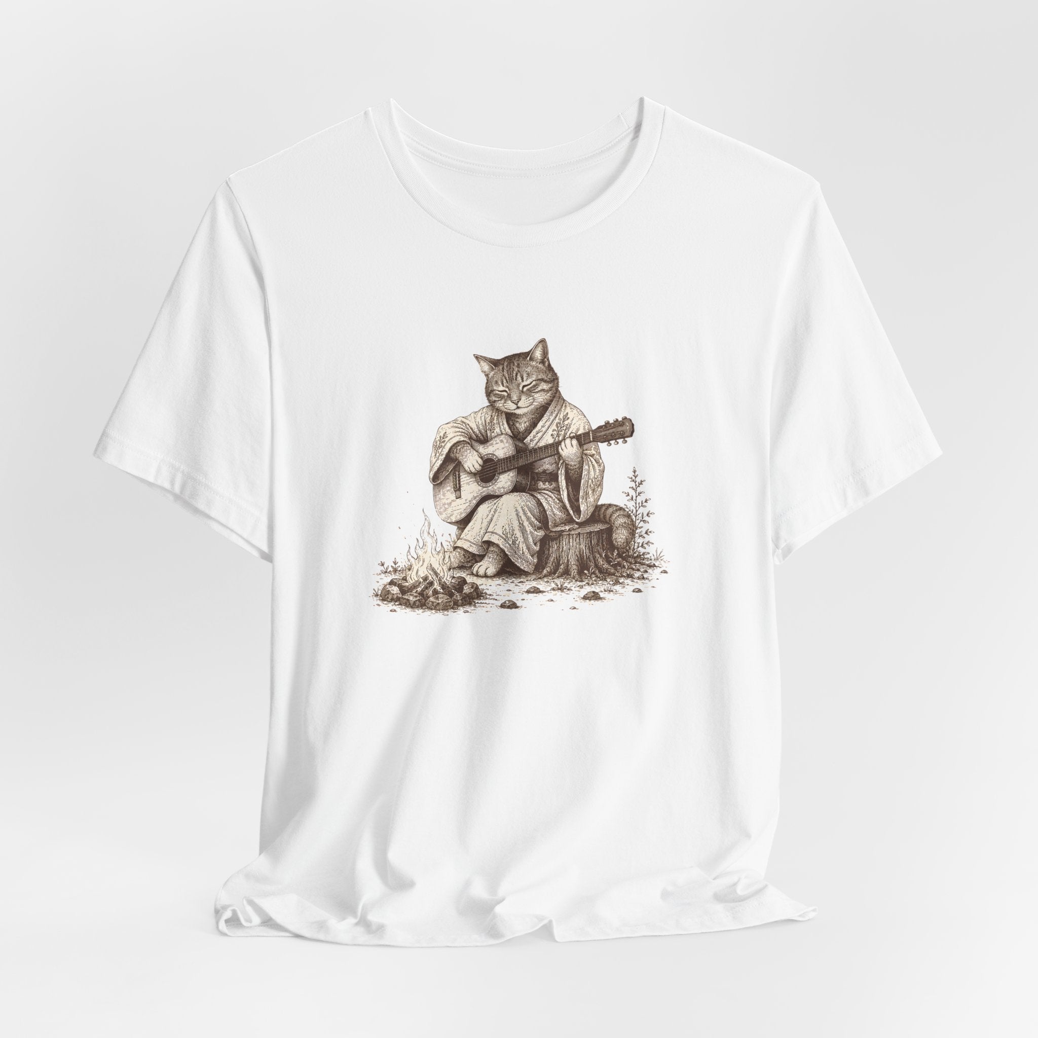 Cat Playing Guitar T‑Shirt – Vintage Acoustic Cat Music Tee