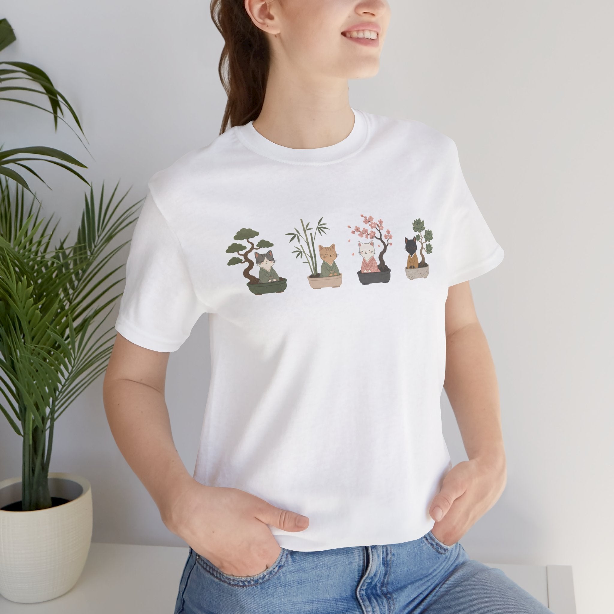 Bonsai Collection Tee — Minimal Cat Graphic T-Shirt