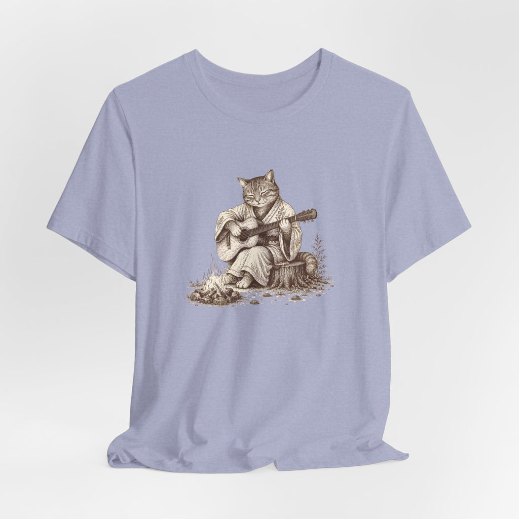 Cat Playing Guitar T‑Shirt – Vintage Acoustic Cat Music Tee