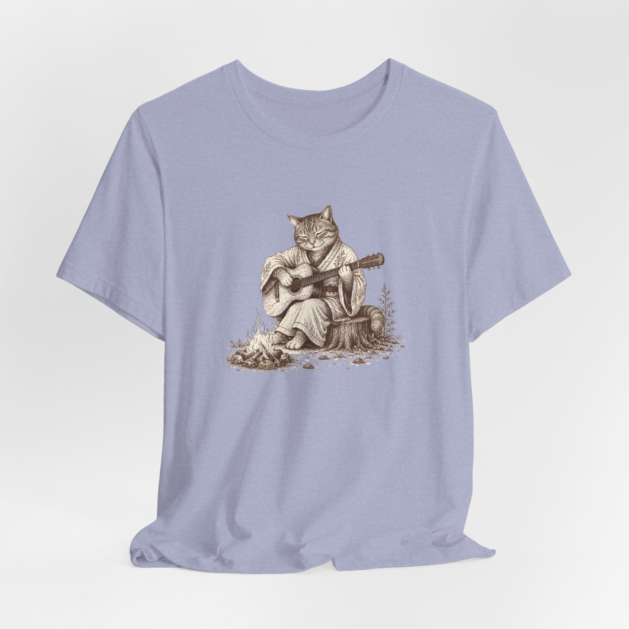 Cat Playing Guitar T‑Shirt – Vintage Acoustic Cat Music Tee