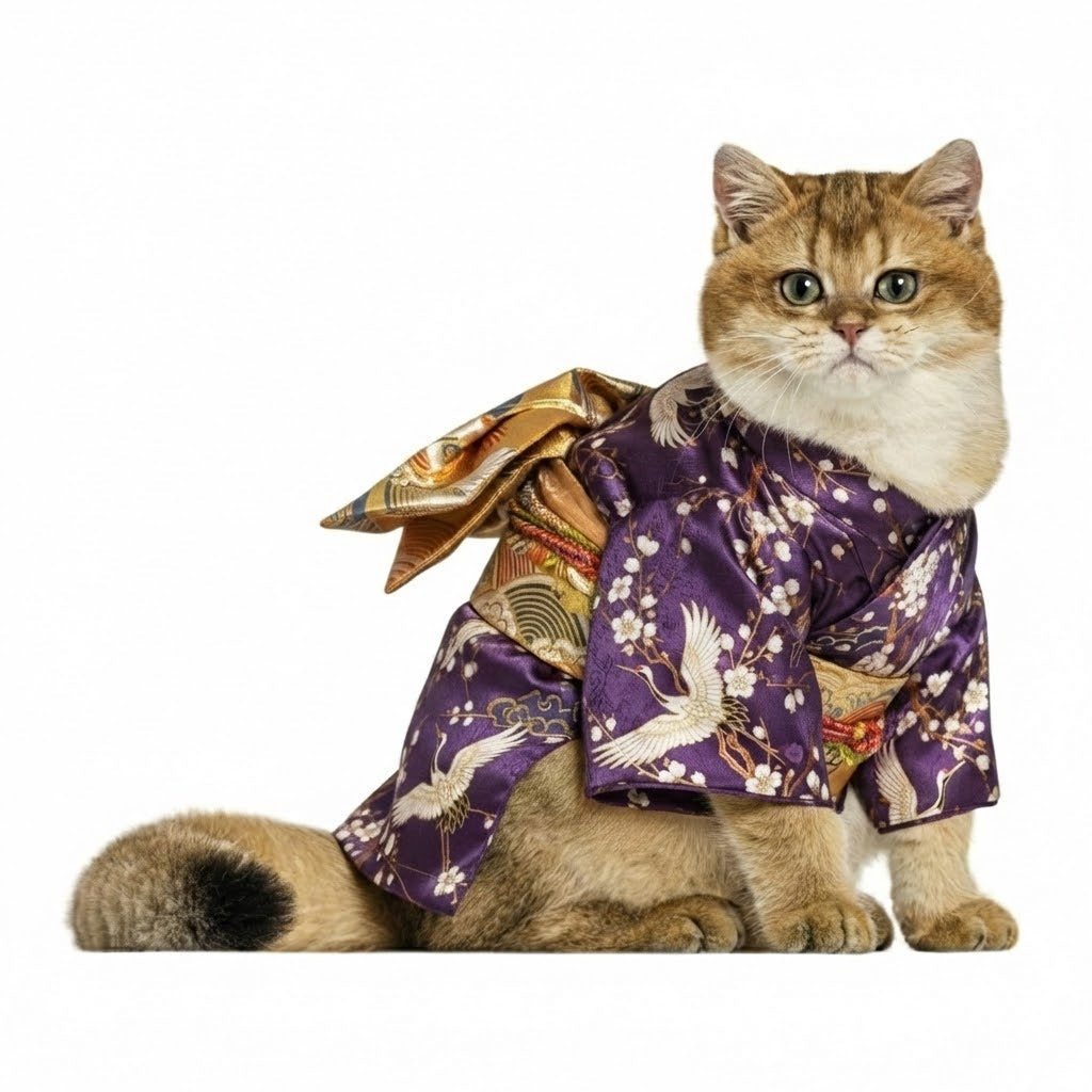 Individuelles Kimono-Haustierportrait – Personalisiertes Haustierkunstwerk im japanischen Stil