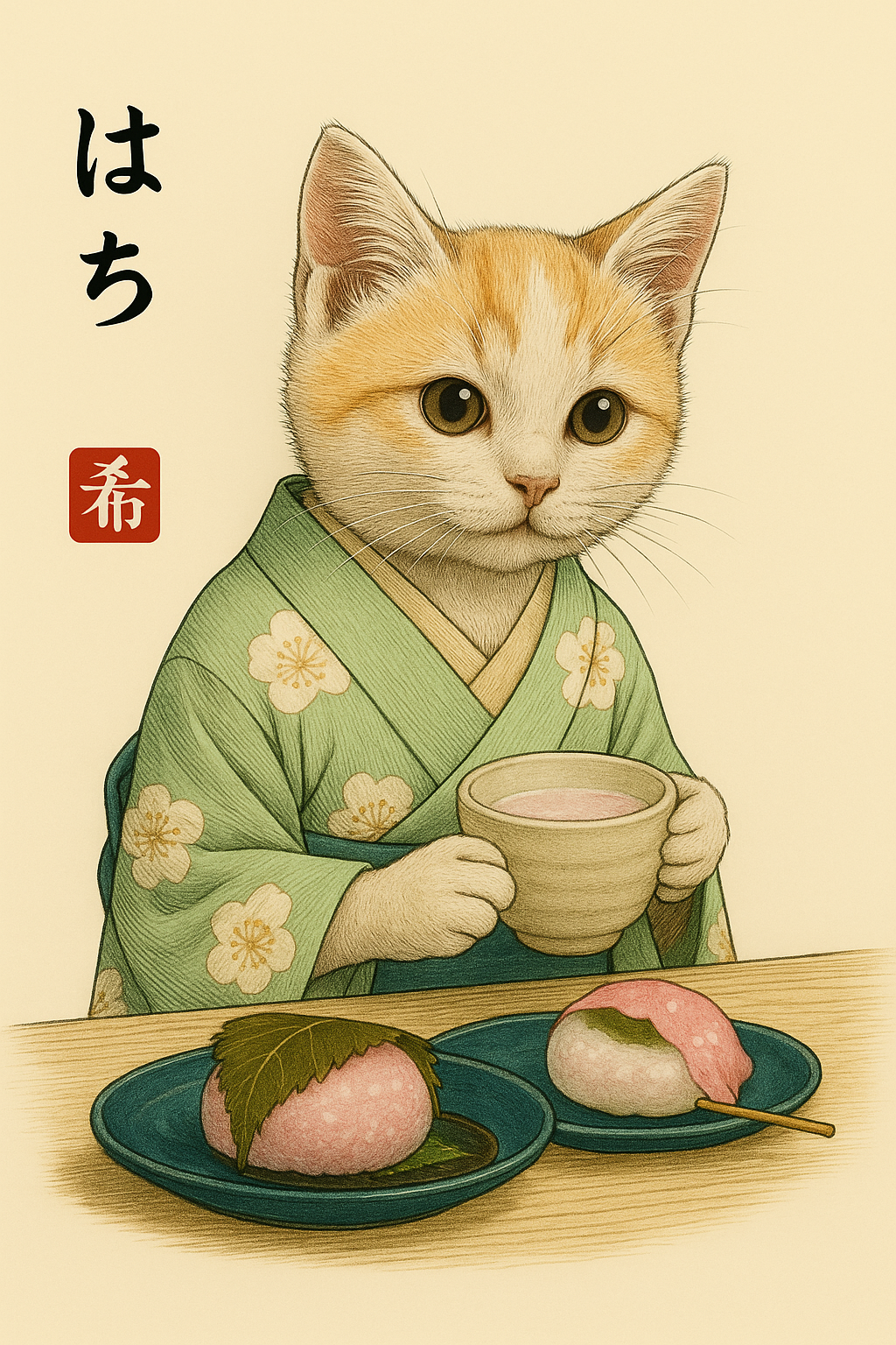 Custom Kimono Pet Portrait – Personalized Japanese-Style Pet Artwork
