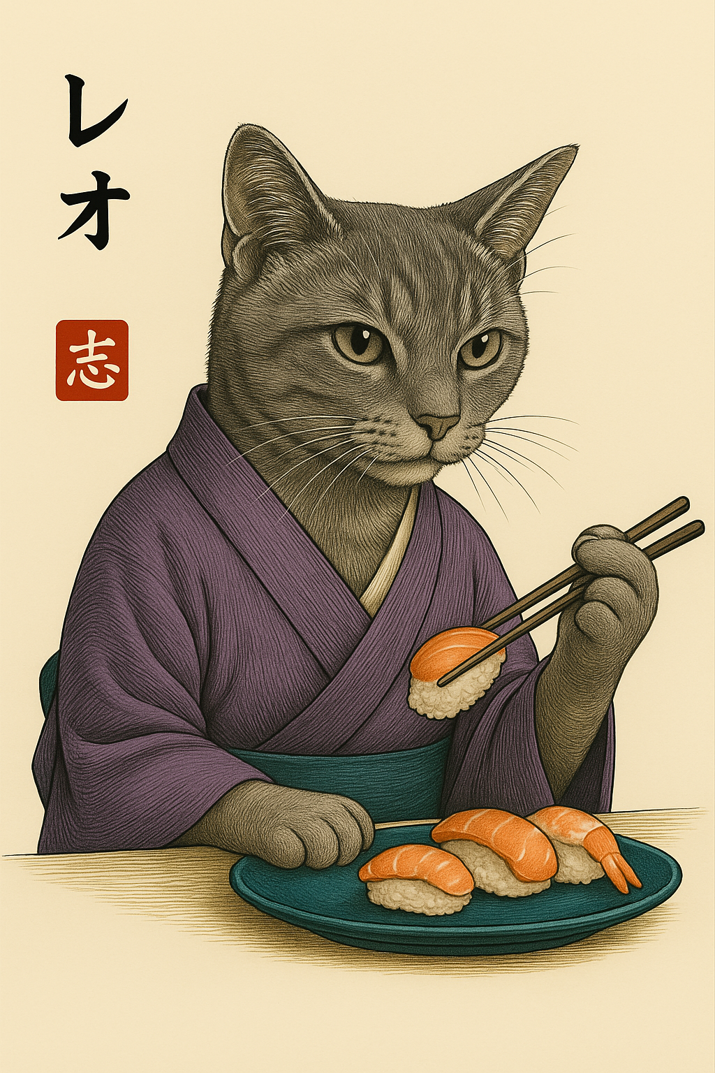 Custom Kimono Pet Portrait – Personalized Japanese-Style Pet Artwork