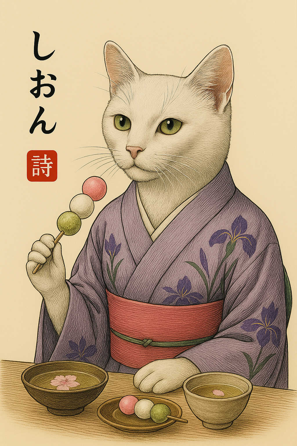 Custom Kimono Pet Portrait – Personalized Japanese-Style Pet Artwork