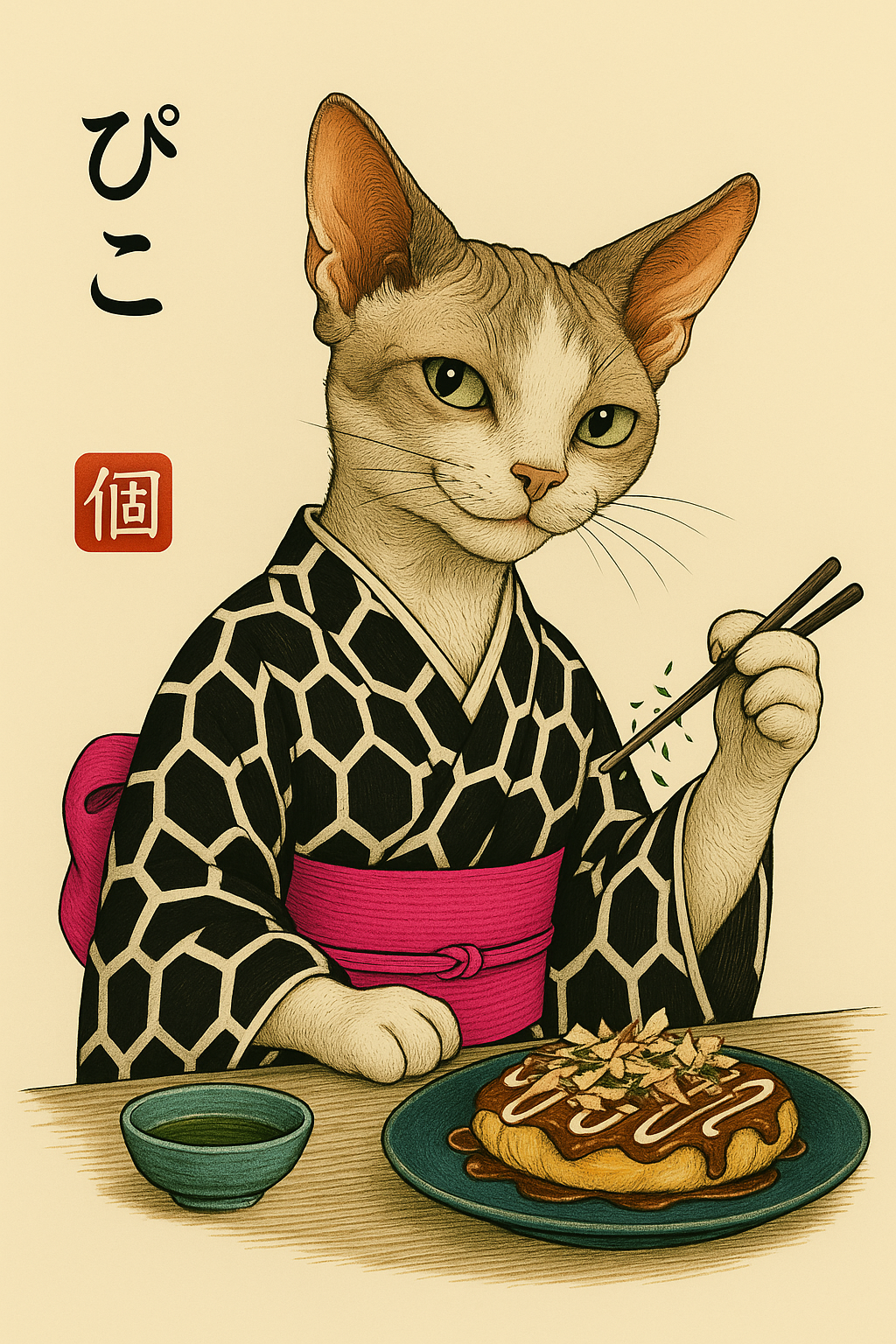 Custom Kimono Pet Portrait – Personalized Japanese-Style Pet Artwork