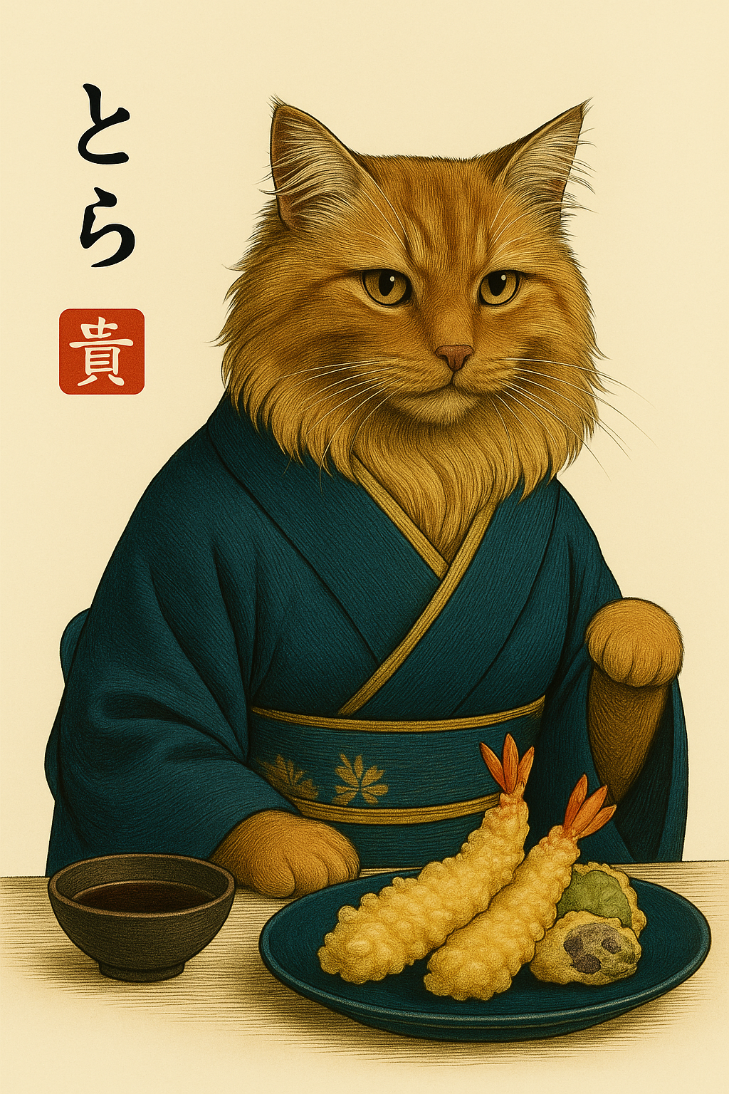 Custom Kimono Pet Portrait – Personalized Japanese-Style Pet Artwork