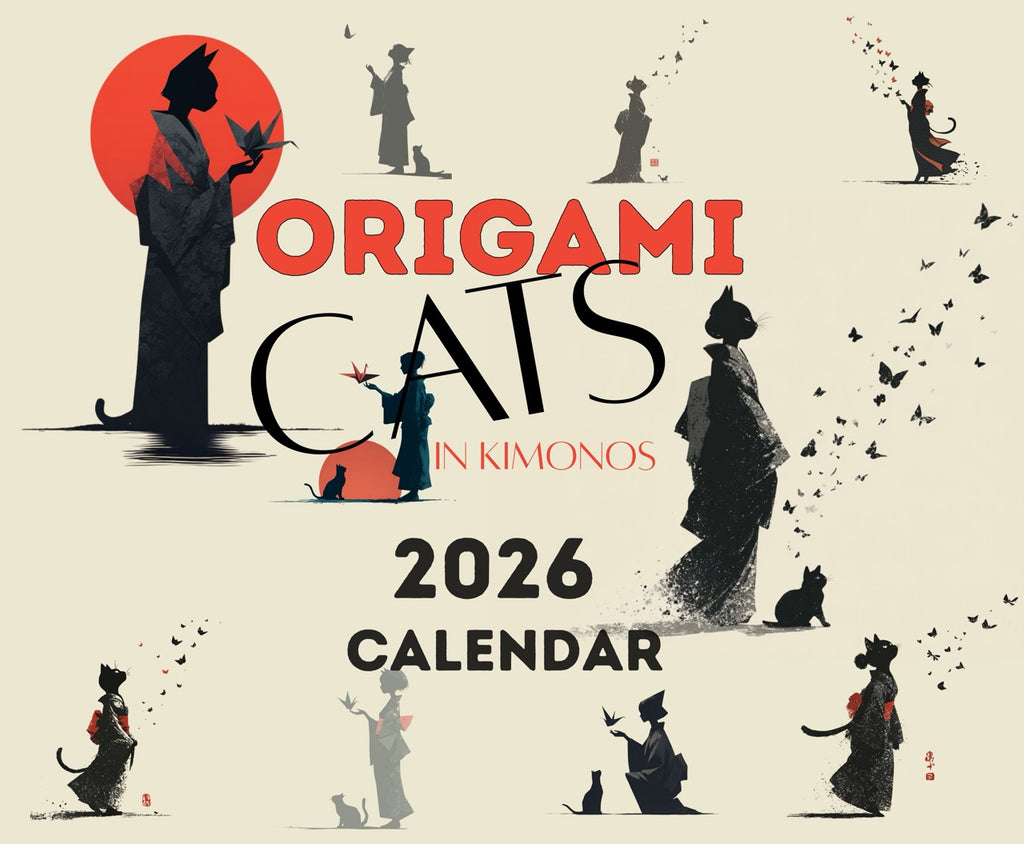 Origami Cats in Kimonos 2026 Wall Calendar