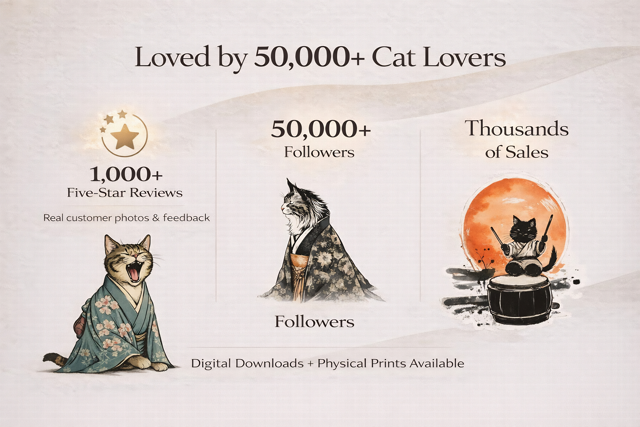 Kimono Cats Coloring Book – 99 Kawaii Japanese Pages (Digital Download)