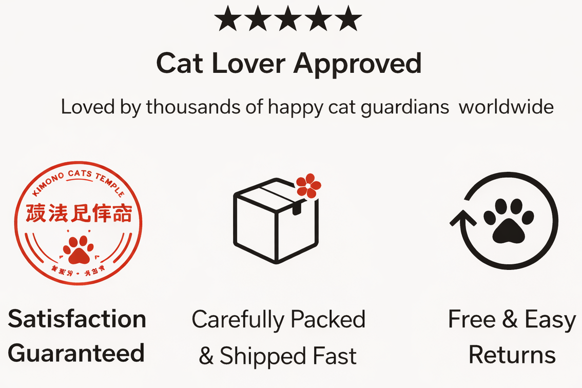 Cat lover approved product with icons and text on a white background