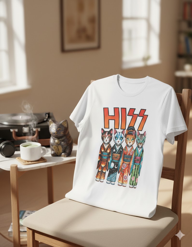 HISS Rock Cat Tee – Unisex Stylish Graphic Tee for Cat Lovers