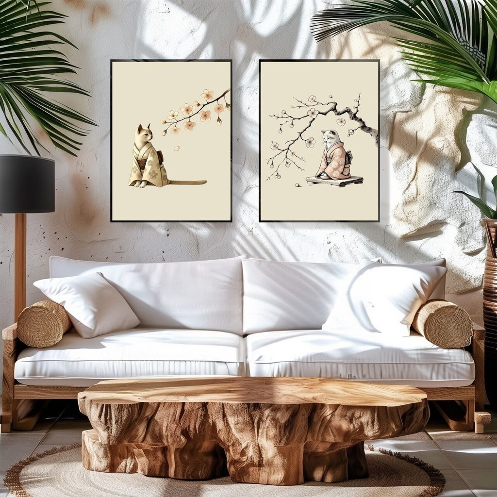 Kimono Cats DIGITAL Prints - PRINTABLE Wall Art Bundle of 12