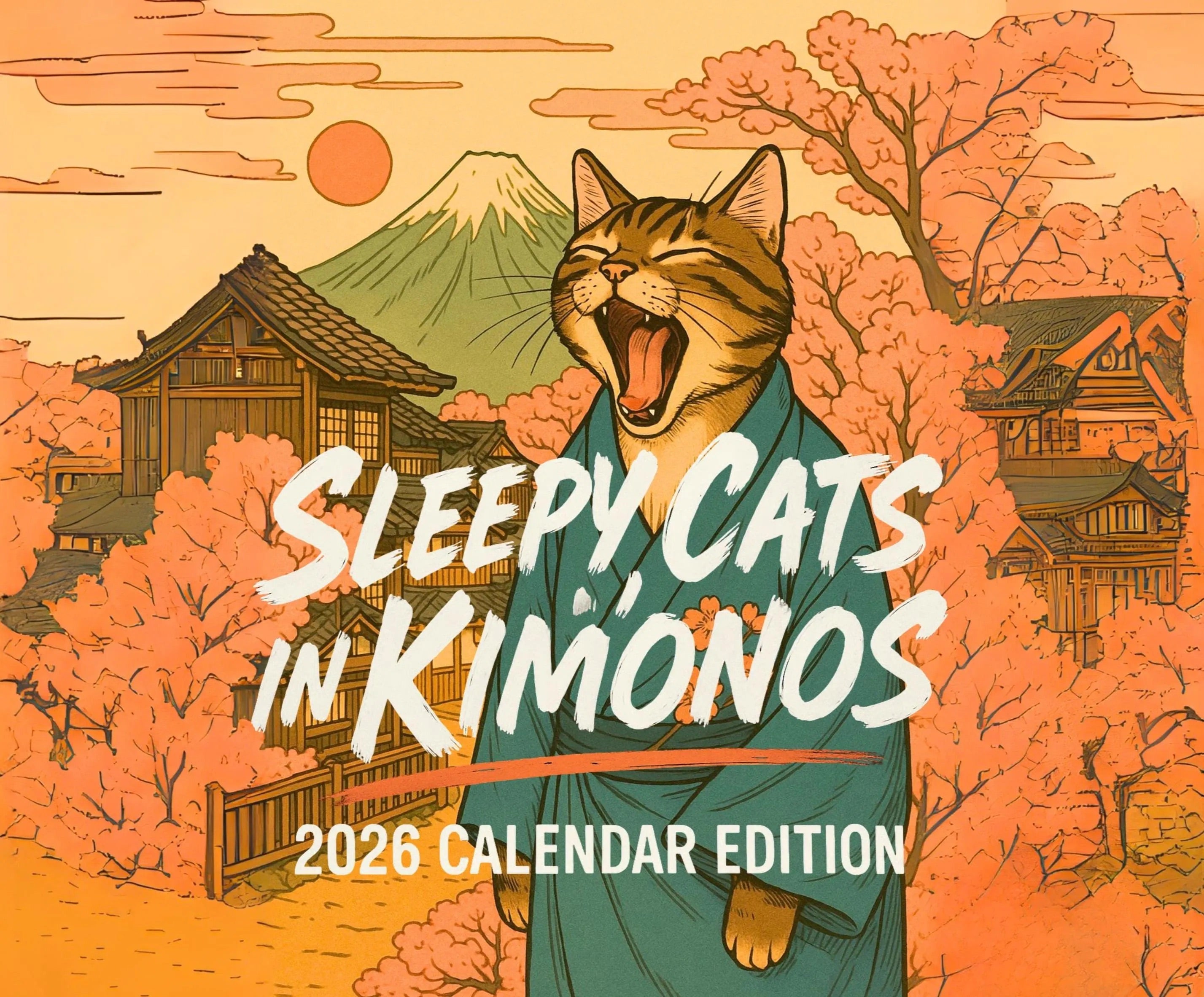 Sleepy Kimono Cats Wall Calendar 2026