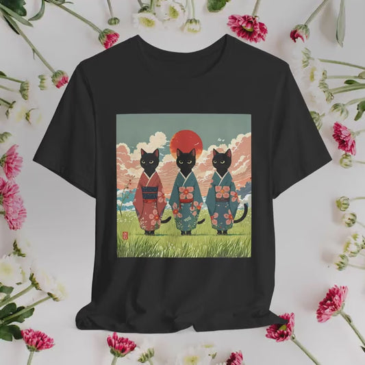 Japanese Black Cats in Kimonos T-Shirt