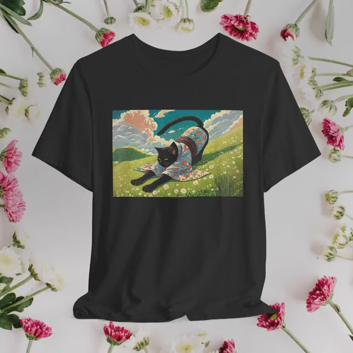 Kimono Black Kitty Cats Unisex T-Shirt