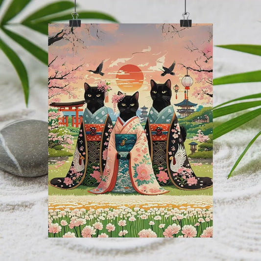 Katzen-Kunstdruck - Ghibli inspirierte japanische Wandkunst