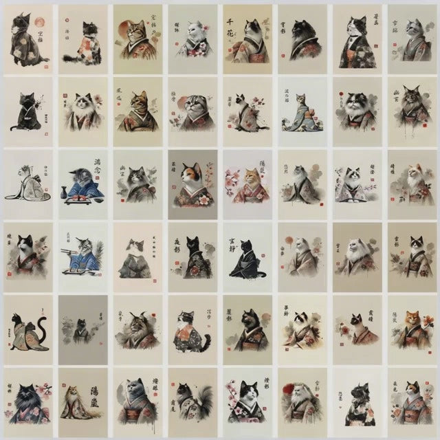 50+ Printable Japanese Wall Art Designs - Kimono Cats