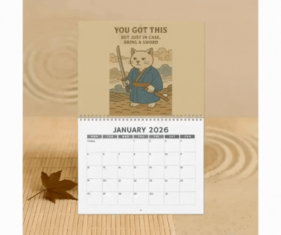 Quirky Quotes by Cats in Kimonos Wall Calendar 2026